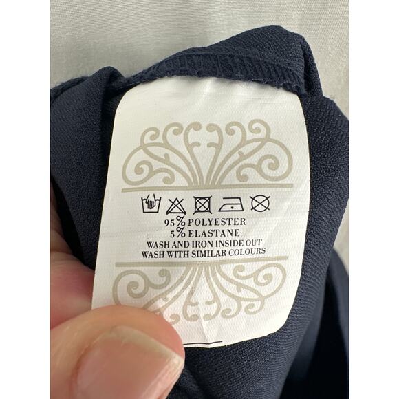 Never Fully Dressed Pants Women 8 Navy Blue High Rise Straight Stretch Zip Ankle - Picture 4 of 10